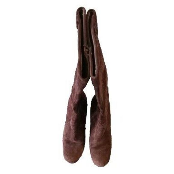 Charles David Vero Cuoio Brown Suede Boots 37.5 Italy, Sz 7 US 2" Heel Zipper - Picture 2 of 7